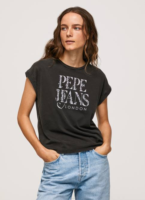 negro_lavado_playera_con_logo_floral_pepe_jeans_06x4403_mujer.jpg negro lavado playera con logo floral Pepe Jeans 06X4403 mujer - Imagen 1