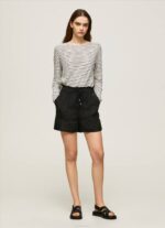 negro pantalones cortos de lino con bolsa de papel Pepe Jeans 06X4489 mujer