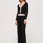 negro pantalones de punto de canalé Pepe Jeans 06X4306 mujer