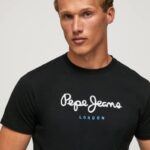 negro playera con logo estampado Pepe Jeans 06X41000 hombres