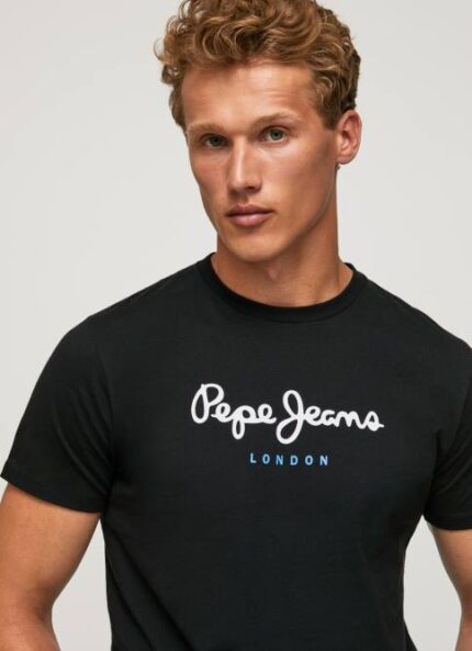 negro playera con logo estampado Pepe Jeans 06X41000 hombres