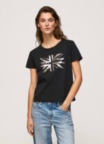 negro playera con logo metalizado Pepe Jeans 06X4414 mujer - Imagen 2