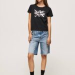 negro playera con logo metalizado Pepe Jeans 06X4414 mujer