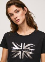 negro playera con logo metalizado Pepe Jeans 06X4414 mujer - Imagen 3