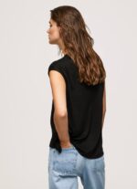 negro playera con mangas sisas y logo Pepe Jeans 06X4419 mujer - Imagen 4