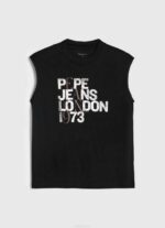 negro playera con mangas sisas y logo Pepe Jeans 06X4419 mujer - Imagen 5