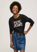 negro playera manga larga con parche del logo Pepe Jeans 06X4426 mujer - Imagen 3
