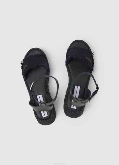 negro sandalias kate de tela con cuña Pepe Jeans 06X4671 mujer - Imagen 2