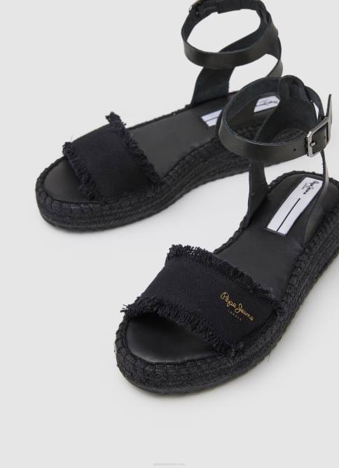 negro sandalias kate de tela con cuña Pepe Jeans 06X4671 mujer - Imagen 3