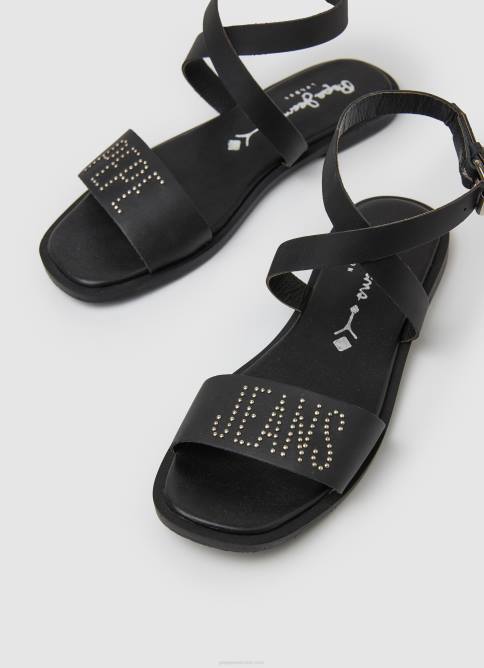 negro sandalias planas Irma Log de piel Pepe Jeans 06X4661 mujer - Imagen 3