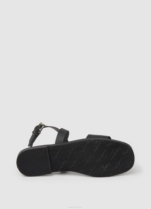 negro sandalias planas Irma Log de piel Pepe Jeans 06X4661 mujer - Imagen 5