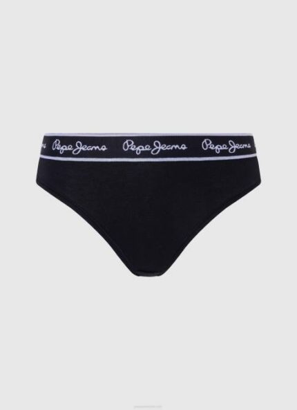 negro tanga clásica con logo estampado Pepe Jeans 06X4549 mujer