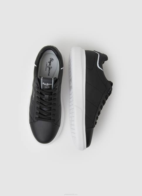 negro tenis Eaton con parte de cuero Pepe Jeans 06X41198 hombres - Imagen 2