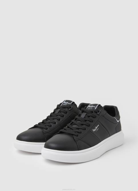 negro tenis Eaton con parte de cuero Pepe Jeans 06X41198 hombres - Imagen 3