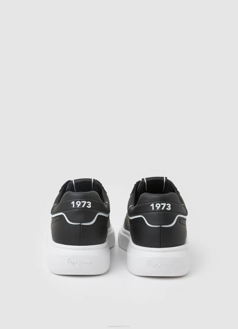 negro tenis Eaton con parte de cuero Pepe Jeans 06X41198 hombres - Imagen 4