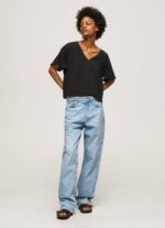 negro top de crepé con volantes en las mangas Pepe Jeans 06X4365 mujer - Imagen 2