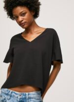 negro top de crepé con volantes en las mangas Pepe Jeans 06X4365 mujer - Imagen 3