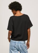 negro top de crepé con volantes en las mangas Pepe Jeans 06X4365 mujer - Imagen 4