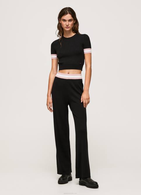 negro top de manga corta con cuello redondo Pepe Jeans 06X4263 mujer - Imagen 2