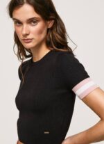 negro top de manga corta con cuello redondo Pepe Jeans 06X4263 mujer - Imagen 3