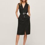 negro vestido con cuello de solapa Pepe Jeans 06X4224 mujer