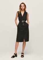 negro vestido con cuello de solapa Pepe Jeans 06X4224 mujer