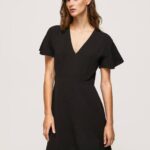 negro vestido corto con cuello en v Pepe Jeans 06X4195 mujer