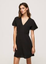 negro vestido corto con cuello en v Pepe Jeans 06X4195 mujer