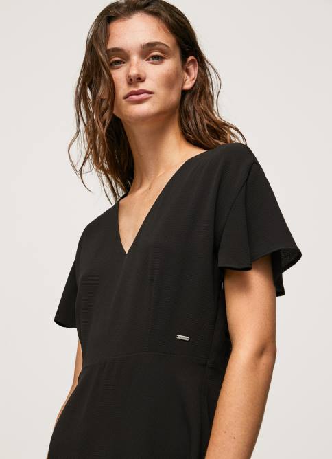 negro vestido corto con cuello en v Pepe Jeans 06X4195 mujer - Imagen 3