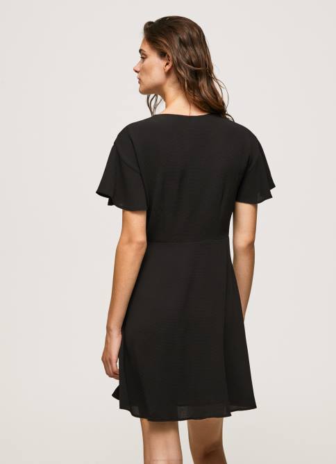 negro vestido corto con cuello en v Pepe Jeans 06X4195 mujer - Imagen 4