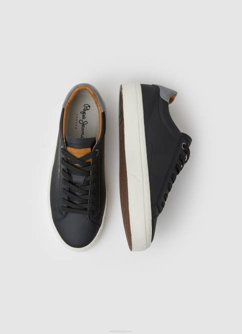 negro zapatillas yogi originales de piel Pepe Jeans 06X41183 hombres - Imagen 2