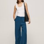 océano pantalones paper bag anchos Pepe Jeans 06X4302 mujer