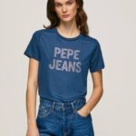 océano playera con logo estampado Pepe Jeans 06X4443 mujer
