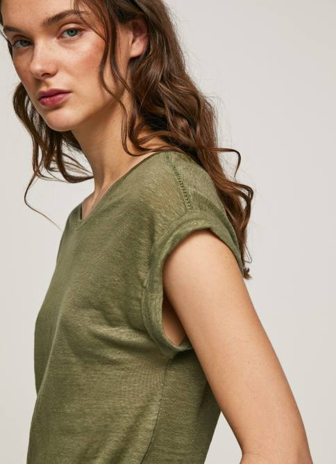 rango camiseta de lino con manga sisa Pepe Jeans 06X4439 mujer - Imagen 2