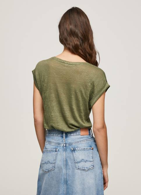 rango camiseta de lino con manga sisa Pepe Jeans 06X4439 mujer - Imagen 3