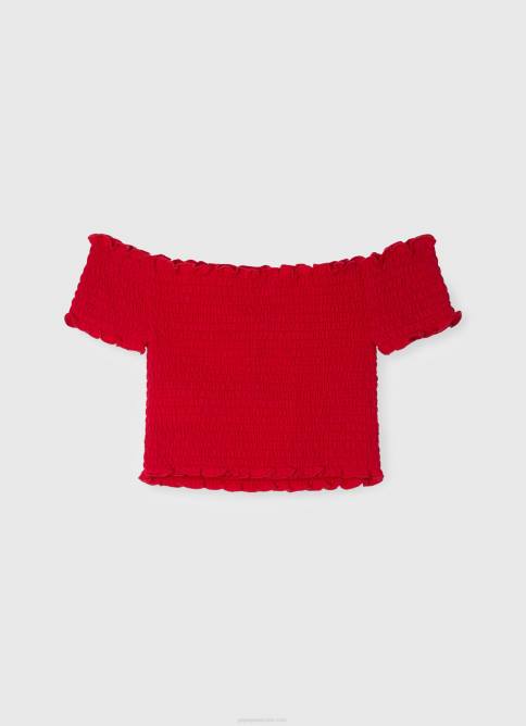 rojo top fruncido de manga corta Pepe Jeans 06X41424 chica - Imagen 2