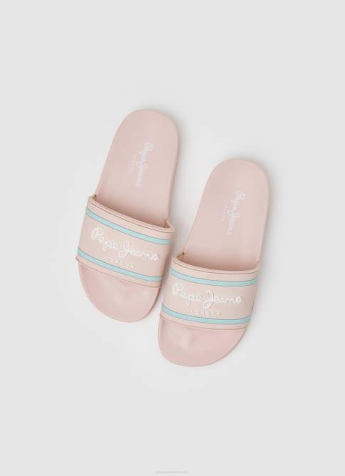 Rosa claro chanclas de playa con logo deslizante Pepe Jeans 06X41347 chica - Imagen 2