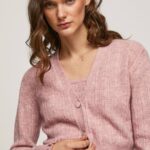 rosa nublado cárdigan con cuello en V calado Pepe Jeans 06X4248 mujer