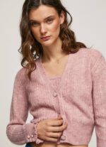 rosa nublado cárdigan con cuello en V calado Pepe Jeans 06X4248 mujer