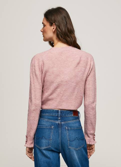 rosa nublado cárdigan con cuello en V calado Pepe Jeans 06X4248 mujer - Imagen 3