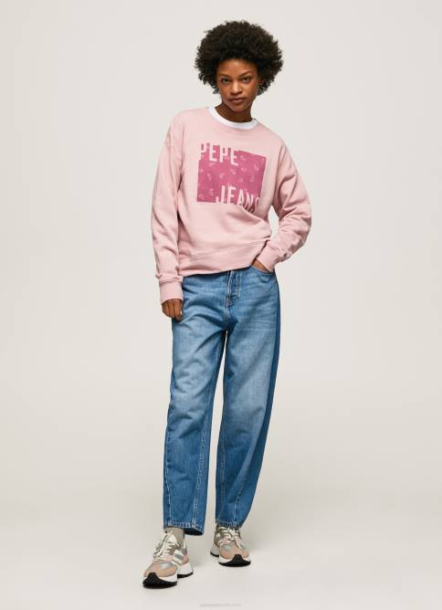 rosa nublado jersey de algodón con logo Pepe Jeans 06X4285 mujer - Imagen 2