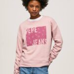 rosa nublado jersey de algodón con logo Pepe Jeans 06X4285 mujer