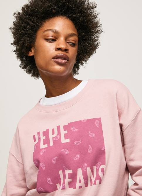 rosa nublado jersey de algodón con logo Pepe Jeans 06X4285 mujer - Imagen 3
