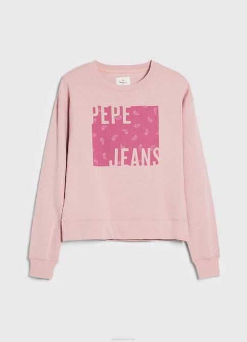 rosa nublado jersey de algodón con logo Pepe Jeans 06X4285 mujer - Imagen 5