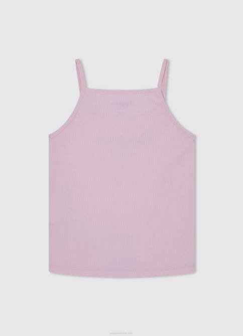 Rosa suave camiseta sin mangas con logo estampado Pepe Jeans 06X41430 chica - Imagen 2
