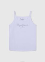 Rosa suave camiseta sin mangas con logo estampado Pepe Jeans 06X41430 chica - Imagen 5