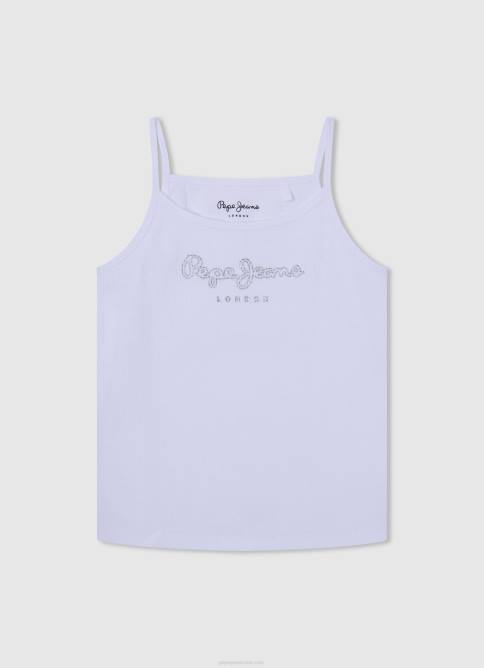 Rosa suave camiseta sin mangas con logo estampado Pepe Jeans 06X41430 chica - Imagen 5