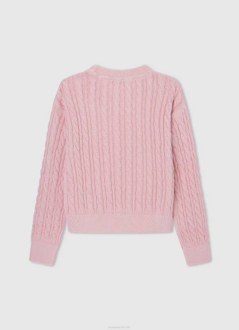 Rosa suave Jersey trenzado con cuello redondo Pepe Jeans 06X41407 chica - Imagen 2