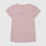 Rosa suave playera con logo brillante Pepe Jeans 06X41464 chica