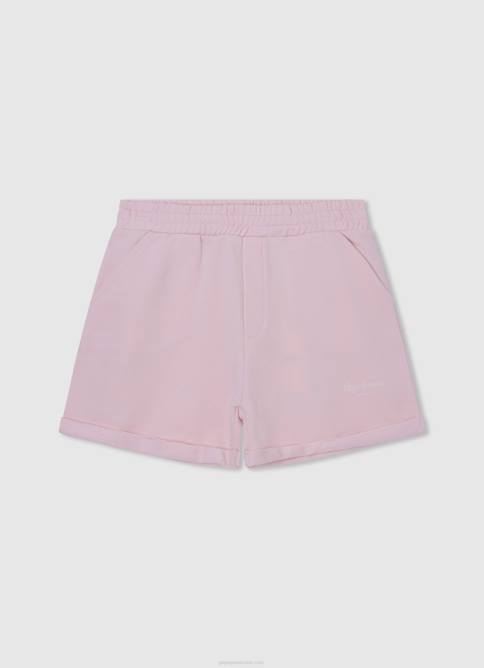 Rosa suave shorts de algodón con cintura elástica Pepe Jeans 06X41500 chica - Imagen 1